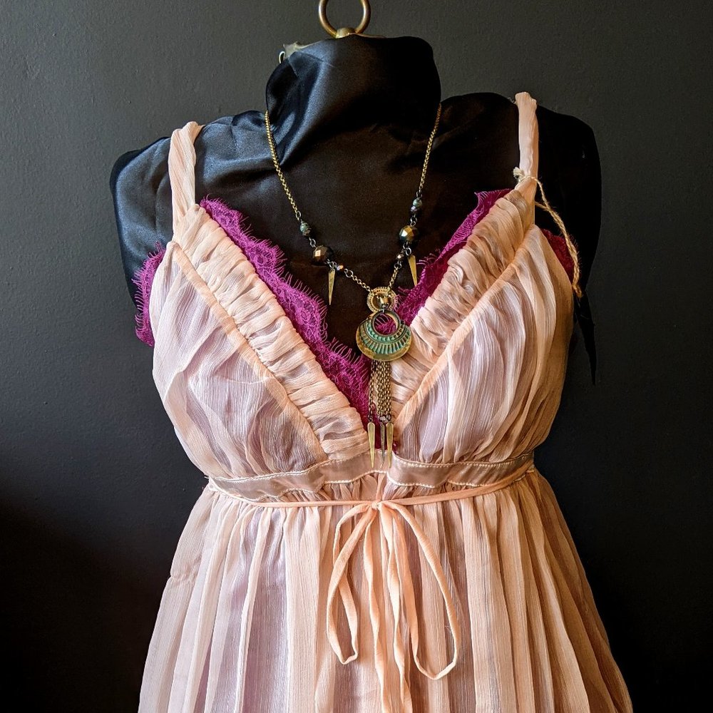 Romantic Pale Pink BabyDoll Dress Vintage M